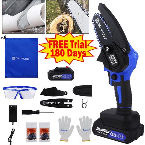 6" Mini Chainsaw Cordless Electric Power Chain Saw Battery Operated Chainsaw for Tree Branch Wood Cutting with Safety Lock and Chain Saw Baffle 6 Inch Professional Wood Cutting Tool