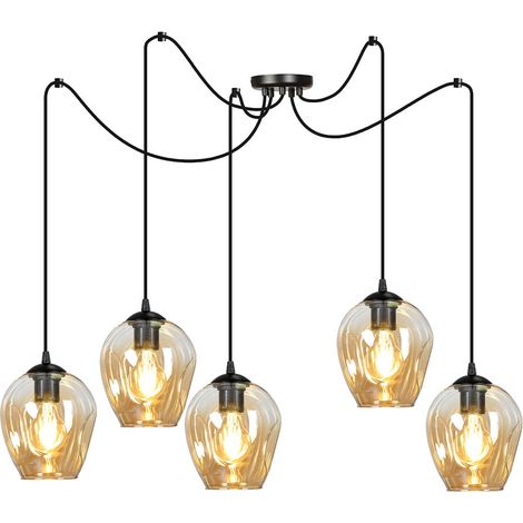 Lampadario ragno Emibig LEVEL 5xE27 nero miele vetro (1/3)