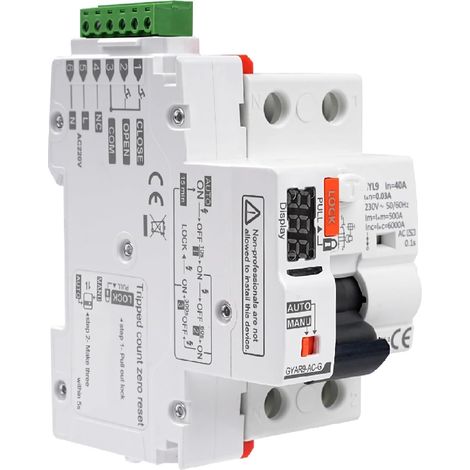Différentiel Réarmement Automatique, Disjoncteur Différentiel Rearmement Automatique RCCB Disjoncteur Réarmement Automatique 2P 40A 30mA 230V Type AC (1/5)