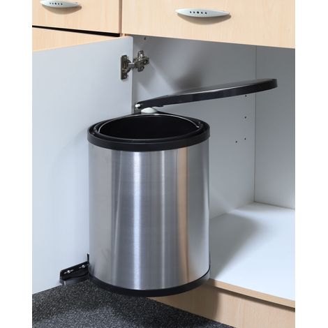 Spetebo – Poubelle intégrée à encastrer dans le placard de cuisine – 12L – Inox – Dimensions 36x28x27cm – Insert amovible pour tri sélectif