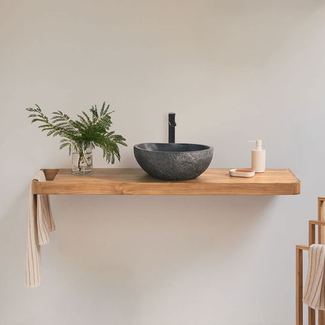 Conjunto de mueble de baño 130x45 cm suspendido en madera de teca Neill SKLUM       