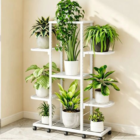 Blumenständer, Metall, 5-stufiges Design, rutschfeste Eigenschaften, wasserdicht, geeignet für den Innen- und Außenbereich