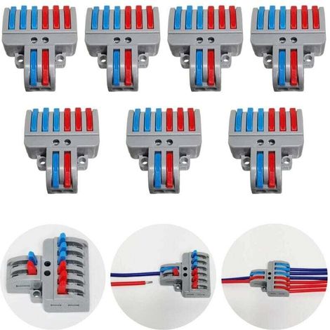 Terminal set, connection terminal set with lever, push-in cable connector, compact plug-in terminals, 7 pieces of 8-pole terminals (1/4)
