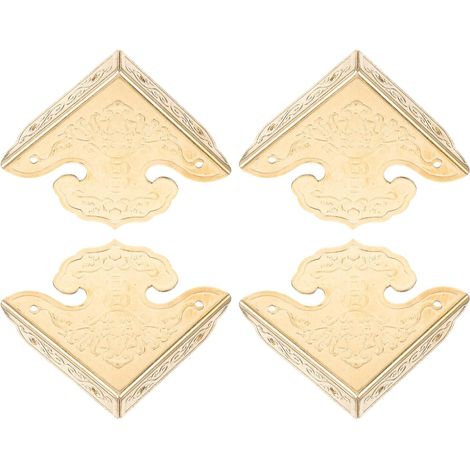 Lot de 4 protections d'angle métalliques pour coins de boîtes en bois (1/5)