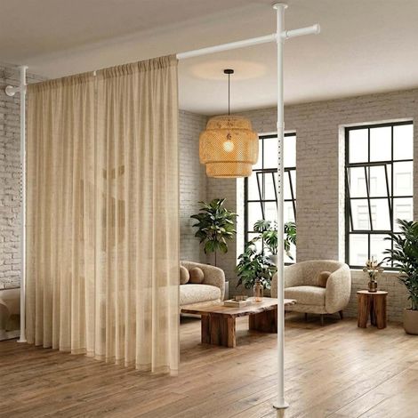 Curtain Rod without Drilling [L178 cm x H317 cm] Indoor Screen, Removable Partition Without Drilling, Extendible Room Divider, for Living Room and Bedroom, with Installation Instructions in French (1/5)