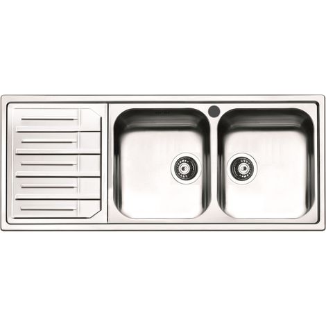 Lavello Cucina 2 Vasche 116x50 cm in Acciaio Inox Apell Melodia Gocciolatoio Sinistro