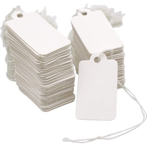 Petites Étiquettes de Prix Blanche 500PCS 25mm45mm Étiquettes Marquage Bijoux avec Ficelle Étiquette Prix pour Vêtements