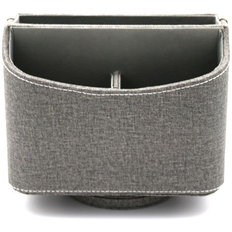 Organiseur de bureau pivotant à 360° pour télécommande, rangement pour télécommande TV, en cuir PU, avec 3 compartiments, organisateur multifonction pour table de nuit, bureau, porte-stylos, gris (1/2)