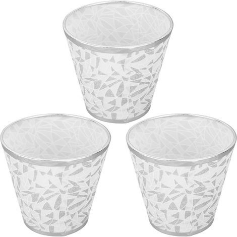 Aufsteckbarer Stofflampenschirm, moderner Stil, tonnenförmig, für E14-Glühbirne, Kronleuchter oder Wandleuchte (3er-Set, silber). (1/5)