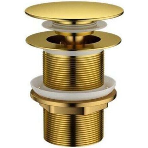 Gruppo di scarico a scomparsa universale da 1 1/4" per lavandini, bidet e scarichi a scomparsa, in ottone placcato oro resistente, senza troppopieno - Crezuo
