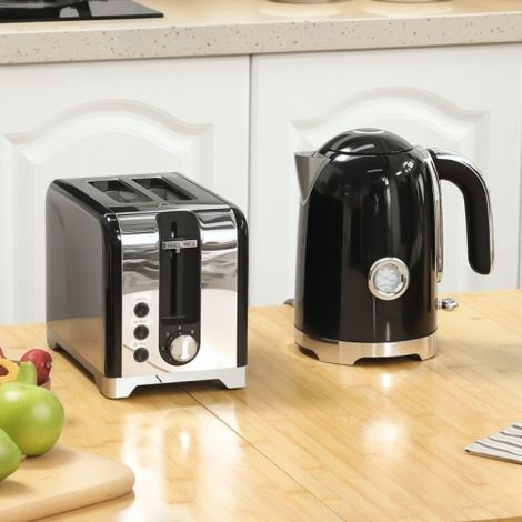 Vintage Black Toaster and Kettle Set-Perfect for Stylish Kitchen Decor and Efficient Cooking. (1/5)