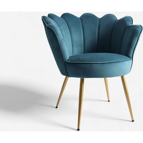 Sillón de terciopelo elegante con patas doradas Nivara - Azul Marino
