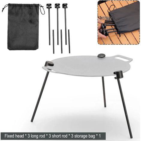 Kit de 10 grils détachables : trépied vertical pour barbecue, plateau de support triangulaire, trépied en alliage d'aluminium, gril de cuisson portable pour extérieur. (1/4)
