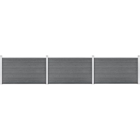 Clôture de jardin en composite bois-plastique (WPC) 526 x 106 cm, grise