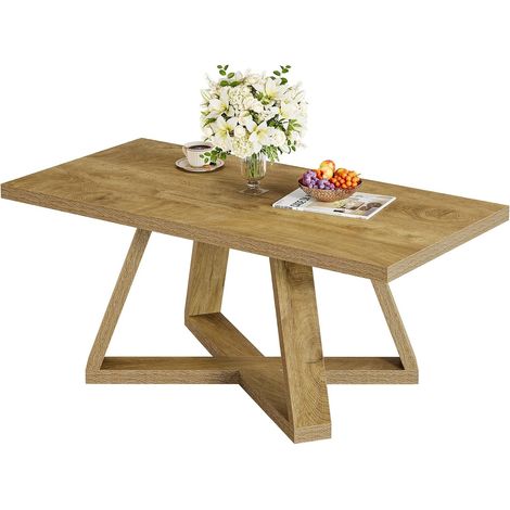 Tribesigns Coffee Table for Living Room, 120 cm Rectangle Farmhouse Coffee Table Tea Table, Wooden Center Accent Table for Bedroom Small Space Home Apartment (1/5)
