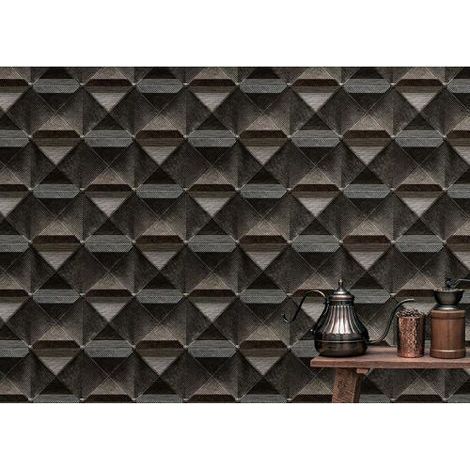 Papier peint panoramique marron design pour bureau Tapisserie panoramique originale pour chambre Papier peint panoramique motif géométrique (1/3)