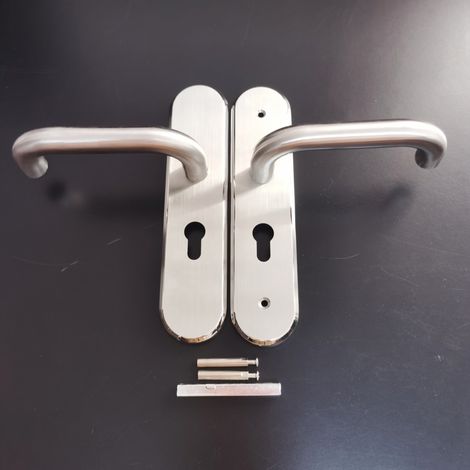 JSSEVN-Ensemble poignées sur Plaque Esquisse pour Porte d'Entrée (pour Cylindre européen), Argent (1/5)