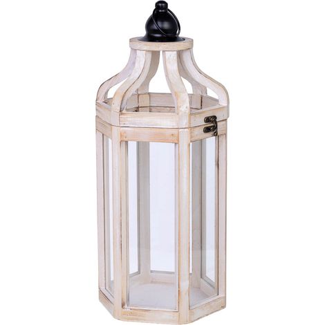 Farol portavelas de madera 21x19x51h cm (1/5)