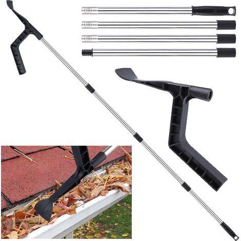 Brosse de Nettoyage pour Gouttières Manche Télescopique Extensible Outil Toiture Nettoyage Extérieur Durable