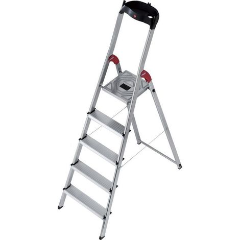 Scala in alluminio - Gierre Hailo Art. I60 - Varianti: 6 gradini - altezza (piattaf: 128 - a forbice: 190 - compless:208) cm - 5.5 Kg