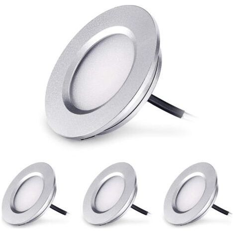 Spot encastrable salle de bain 3W 12V – Lot de 4 – Lumens 240 – Blanc chaud 3000K – IP44 – Installation facile sans vis (1/5)