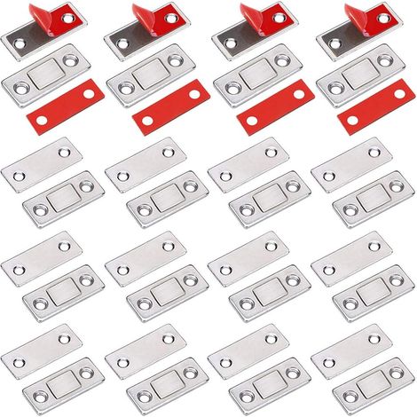 16 Stück – Ultraflache magnetische Metallriegel zum Kleben – Starker Klebemagnet – Für Schiebetür, Schubladen, Fenster, Schrank