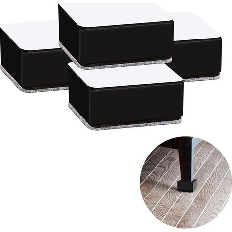 Rehausseur Meuble, Rehausseur Pied de Table Crics à Meubles Autocollants, Crics à Canapés, Crics à Meubles 3cm pour Chaises, Armoires, Lits, Tables(4 Pièces, Jeu Carré Noir) (1/5)