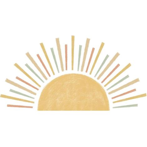 Irovami Stickers muraux soleil bohème – Demi-soleil, vinyle adhésif, DIY – Idéal pour salon, chambre, déco murale (1/5)