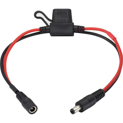 14awg DC 5.5mmx2.1mm mâle - Femelle câble d'extension de Faisceau à déconnexion Rapide avec Porte - fusible Lame 5a pour Bandes Lumineuses LED, caméras de Surveillance, etc. (40cm) (1/5)