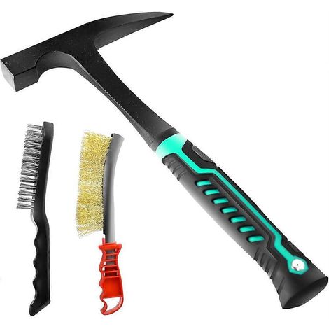 Marteau d'ébavurage de soudage de 22 oz avec 2 brosses métalliques, compatible avec les ateliers de nettoyage de métaux des soudeurs et les projets de bricolage. (1/5)