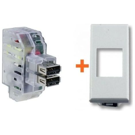 Fanton caricatore doppia presa USB A 5V 2,4A compatibile Ave Domus bianco - 82892-AD