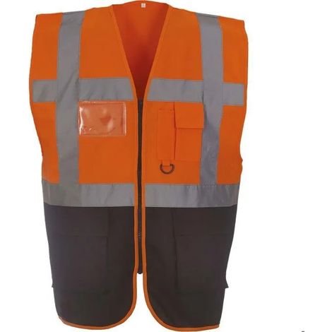 Gilet multifunzione Yoko ad alta visibilità Arancione / Nero L