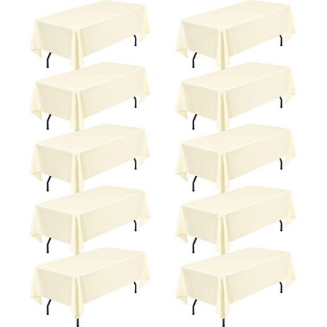 10er Set Tischdecken Beige 152x320 cm Rechteckig - Flecken- & Faltenbeständig