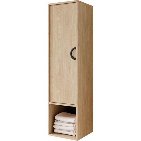 Armario colgante para baño Sodalis, Roble, Montada en la pared, Número de puertas: 0, 133x35x34cm, Aglomerado laminado, Número de cajones: 0