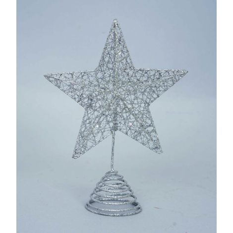 Weihnachtsbaumsternspitze Glitzerndes Silber 18x H15 cm
