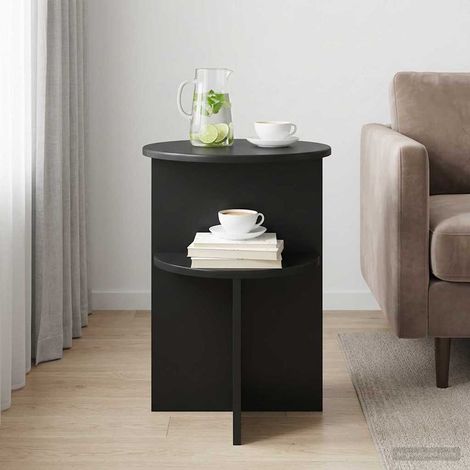 vidaXL  Side Table  Black Oak Ø 39.5 x 55 cm Engineered Wood