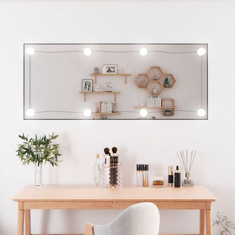 Miroir Mural avec lumières LED, Miroir de maquillage, Miroir suspendu pour Vanité, Salle de Bain, Salon Chambre 40x100 cm verre rectangulaire KIM6961 (1/5)