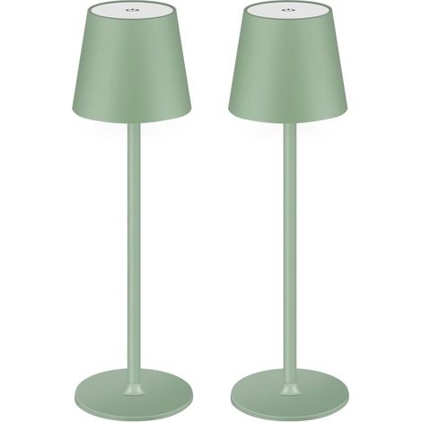 Lampe de bureau sans fil - Rechargeable, commande tactile, trois couleurs d'intensité, idéale pour les chambres et les cuisines - Lot de 2, verte (1/5)