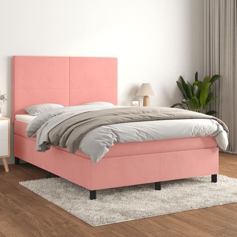 Sommier à lattes de lit avec matelas Rose 140x200 cm Velours (1/5)
