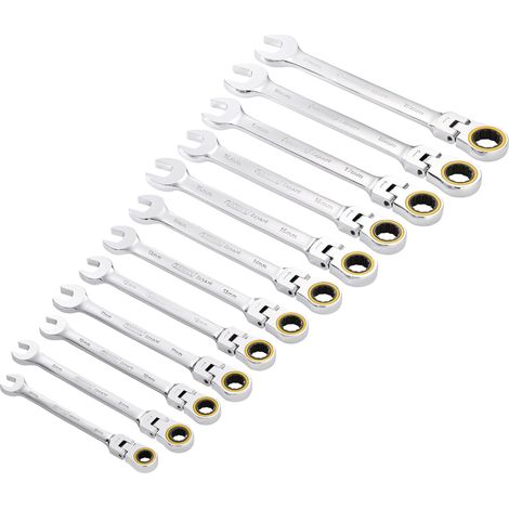 Draper 12-Piece HI-TORQ® Flex-Head Ratchet Spanner Set with Metric Sizes