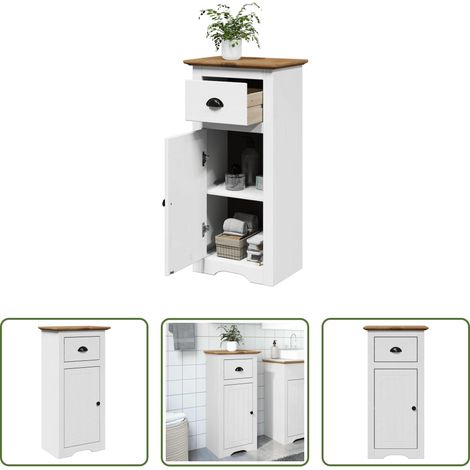 vidaXL Armoire bois - Armoire de salle de bain BODO blanc et marron 44x30x90 cm (1/5)