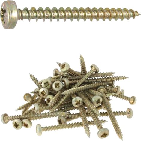 250 vis agglo tête cylindrique pozidriv acier bichromatées (jaune/or) - Diamètre 4 mm - Longueur 70 mm mm