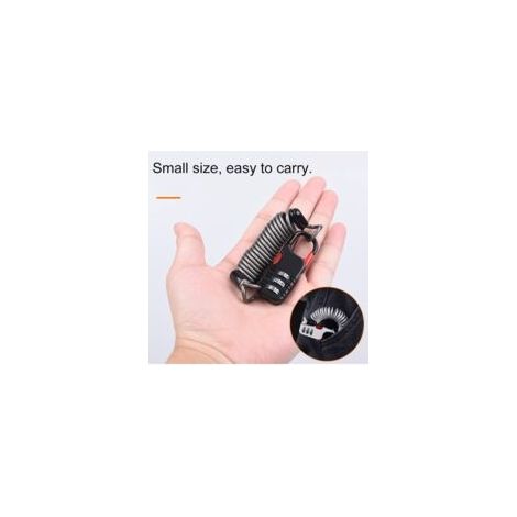 Candado de combinación de 3 dígitos con cable para casco de motocicleta, candado portátil con código y cable de acero para mochila o equipaje, color negro, 1 unidad/juego - Crezuo