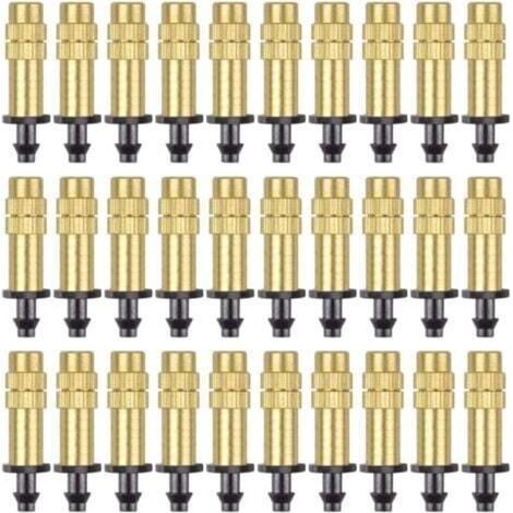 (30 Pieces) Adjustable Copper Atomizing Nozzle Drip Irrigation Sprayer 4/7mm Micro Atomization