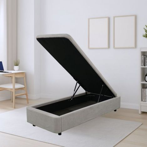 Letto singolo Sommier con contenitore in tessuto grigio 82x192x39H – Praticità compatta