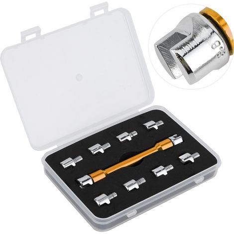 Motorrad-Speichenschlüssel-Set, CNC-Dirtbike-Speichenschlüssel-Kit, Motorradzubehör 5.0 6.8 Länge 93mm/3.7in für die meisten Motorräder (B (Gold)) (1/5)