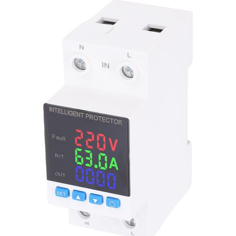 Compteur d'énergie intelligent 63A avec protection contre surtensions et sous-tensions, écran LED couleur, montage sur rail DIN pour tableau électrique et machines CNC (1/5)