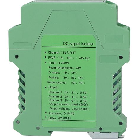 Transmetteur d'isolateur de Signal de courant 1 entrée 3 sorties, tension de conditionneur DC pour détection PLC DC24V 0-5V (1/5)