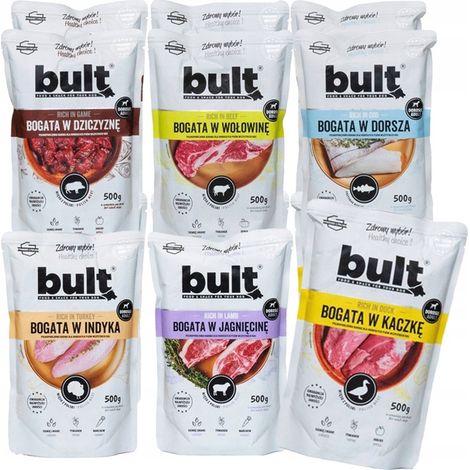 BULT Nassfutter für Hunde, Geschmacksmischung, 12 x 500 g