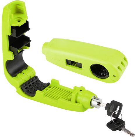 Poignée de sécurité antivol universelle pour guidon, frein et accélérateur, protection universelle pour moto, scooter et quad (vert) (1/4)